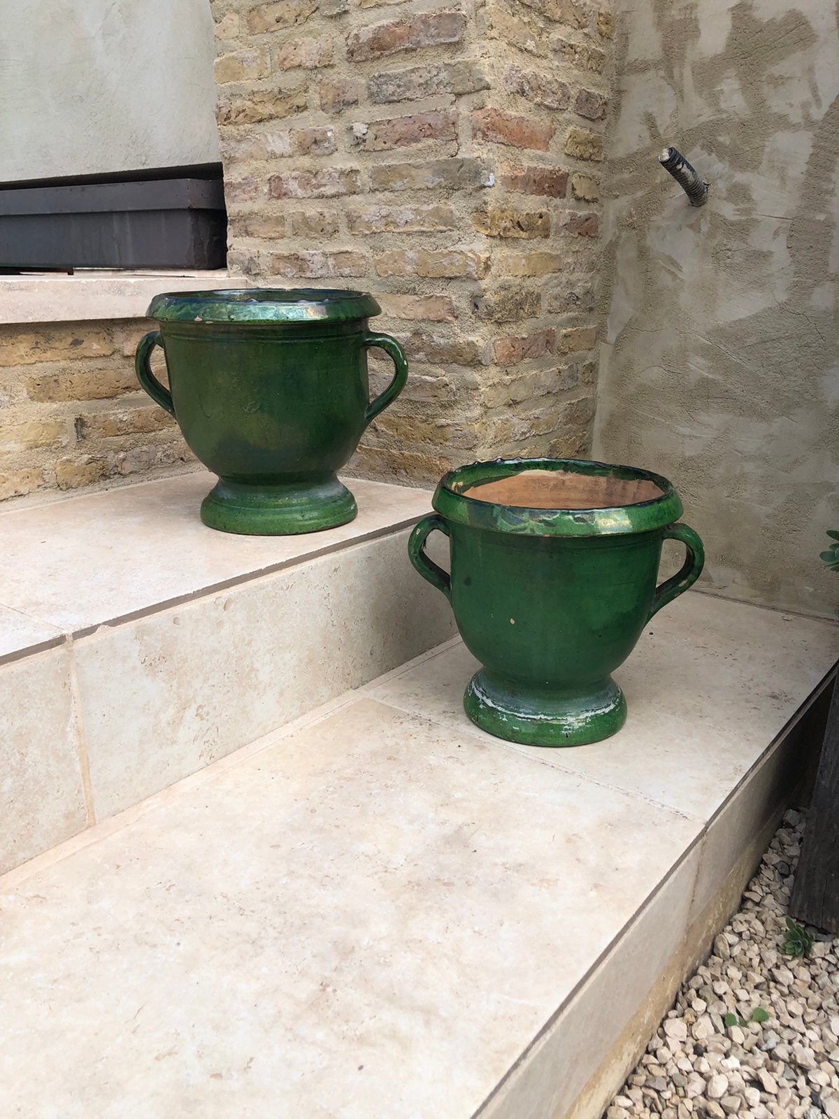 Twee castelnaudary tuinvazen groen, Antiek en Kunst, Ophalen of Verzenden