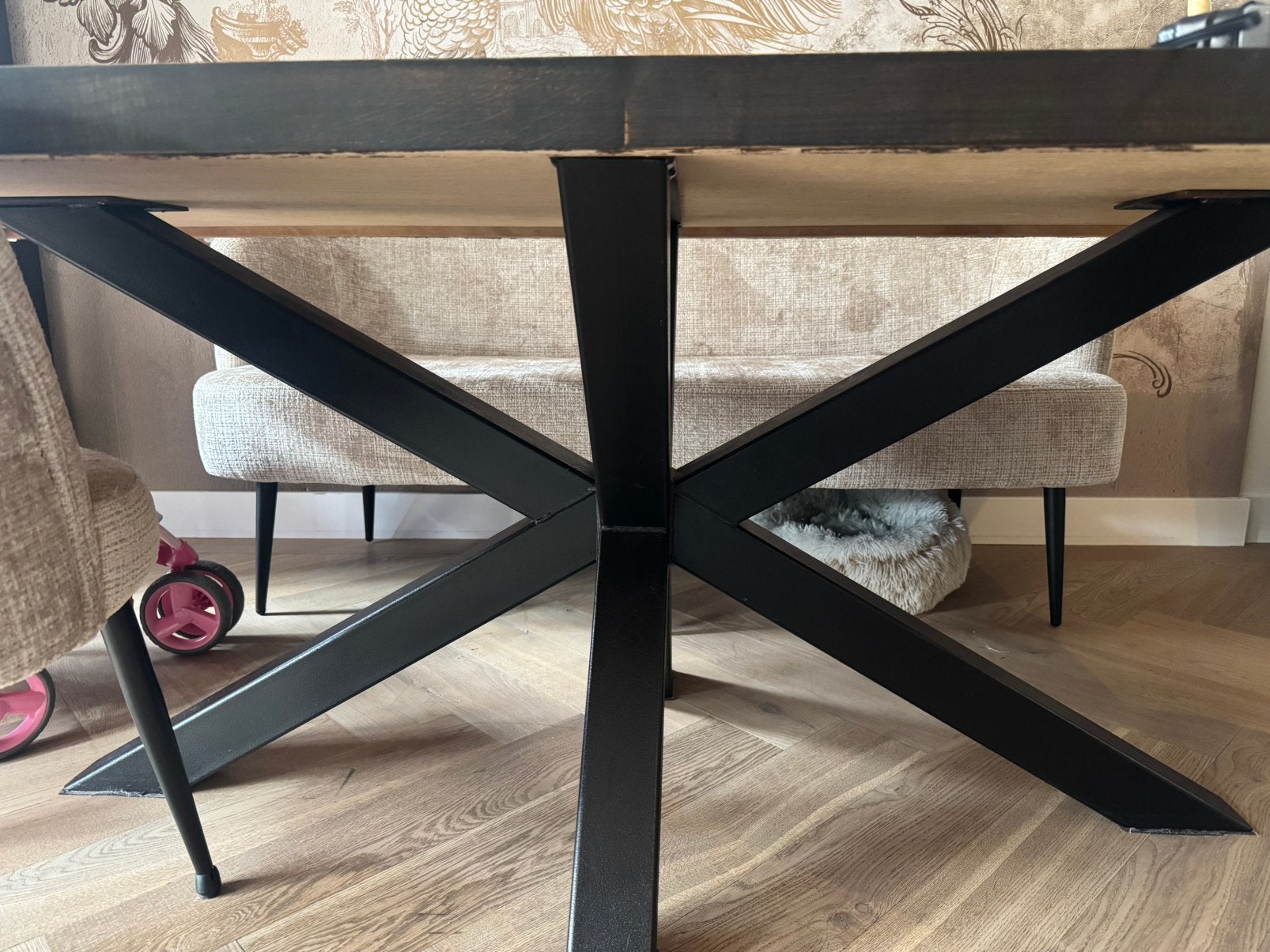 Stalen zwart kruispoot tafel onderstel, Ophalen, 200 cm of meer, 50 tot 100 cm, Zo goed als nieuw