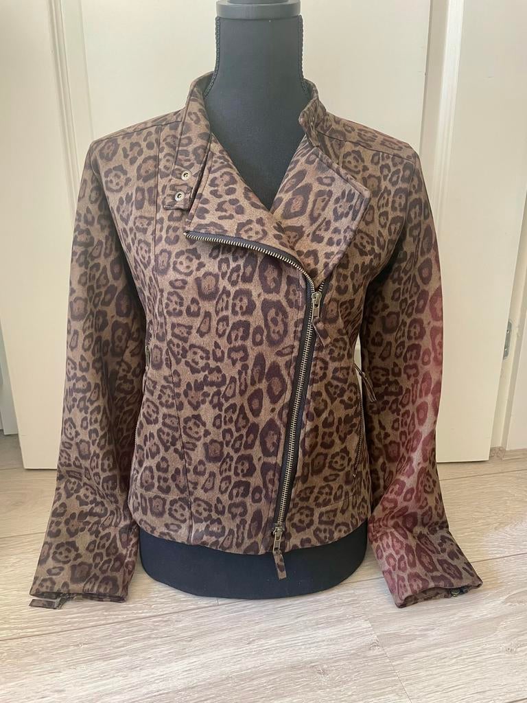 Suède feel look panter luipaard cheetah safari print jasje, Bruin, Jasje, Gedragen, Ophalen
