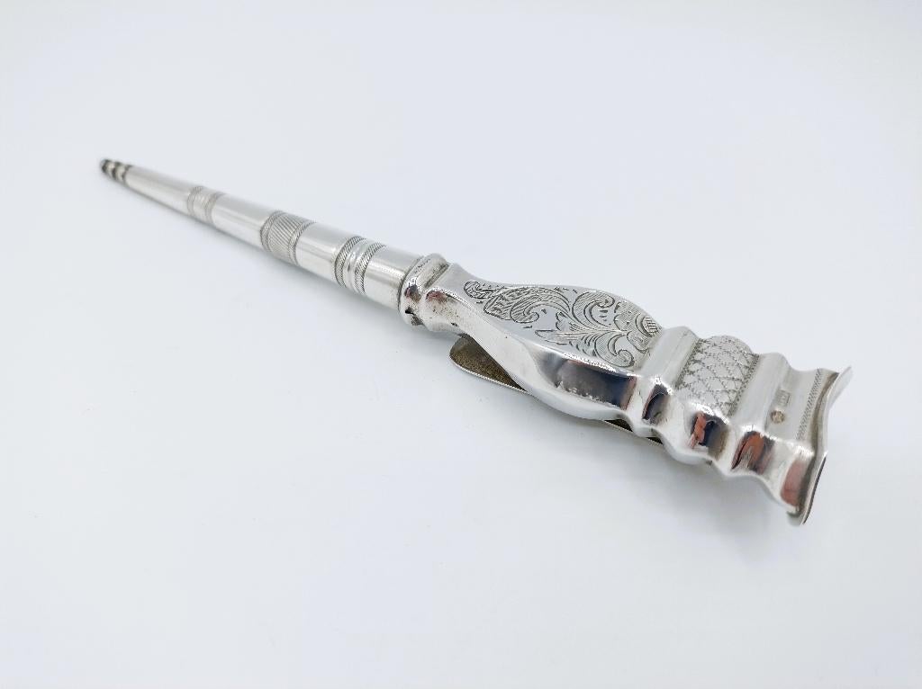 Zilveren breipenhouder, H. Ament, Joure, ca. 1870, Antiek en Kunst, Verzenden, Zilver