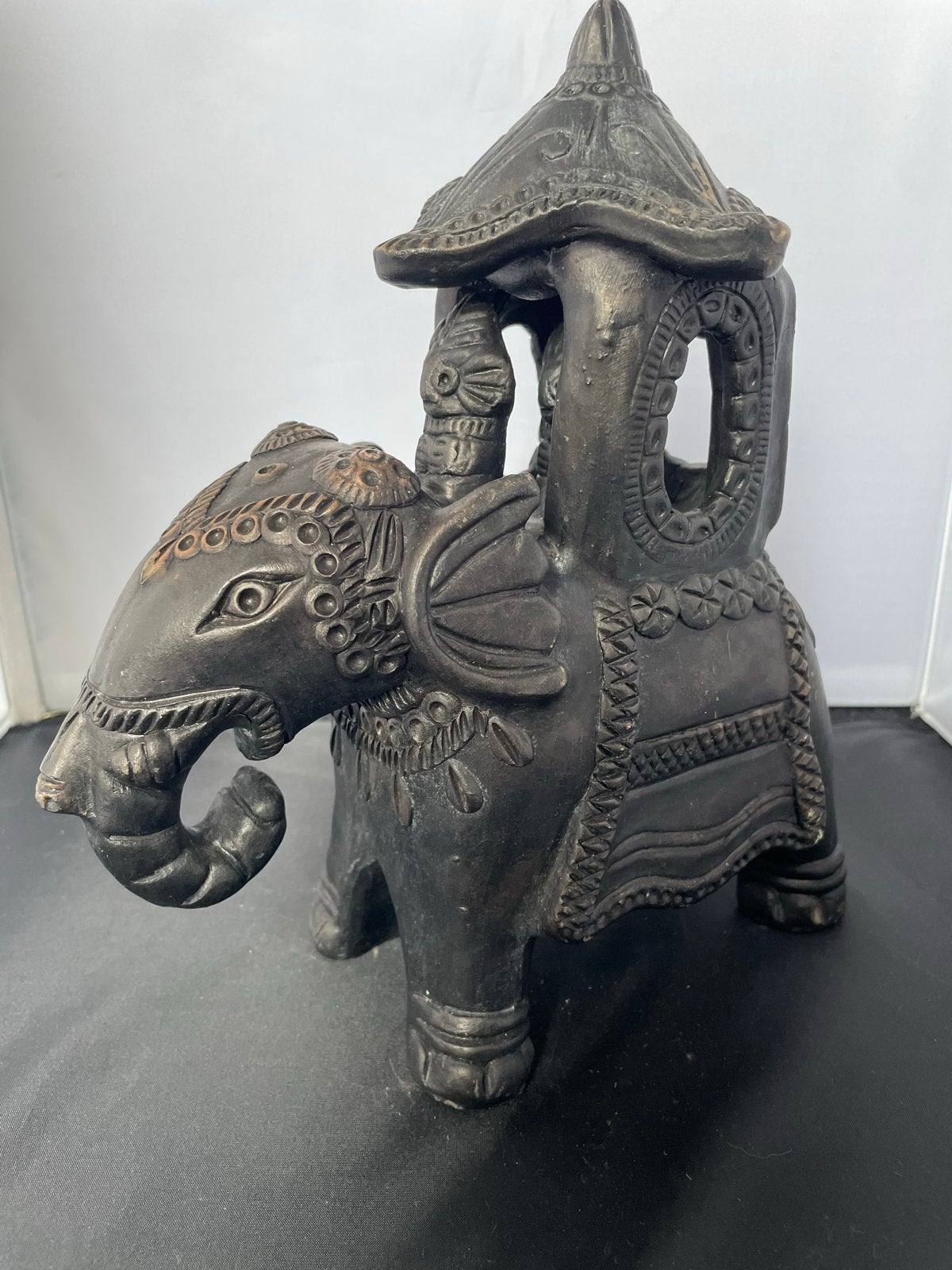 Bohemian indiaas olifant beeld, Antiek en Kunst, Minder dan 20 cm, Natuurlijk materiaal, Ophalen of Verzenden, Zwart