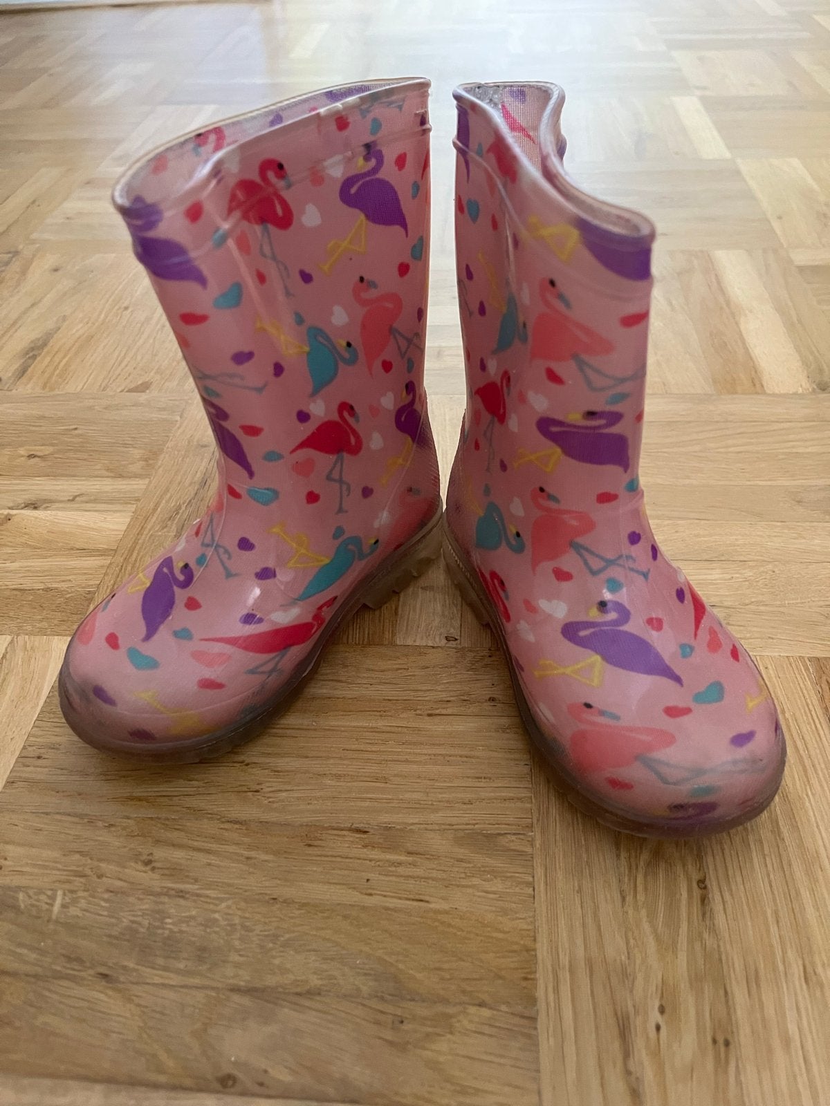 Roze flamingo regenlaarzen met lichtjes - maat 23, Ophalen of Verzenden, Zo goed als nieuw, Meisje, Laarzen