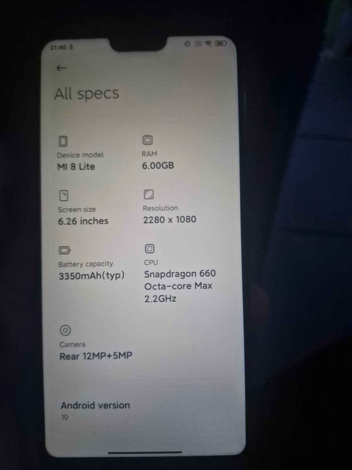 Xiaomi Mi 8 Lite 6GB RAM 128GB Opslag Snapdragon 660, Telecommunicatie, Mobiele telefoons | Overige merken, Overige modellen, Ophalen of Verzenden