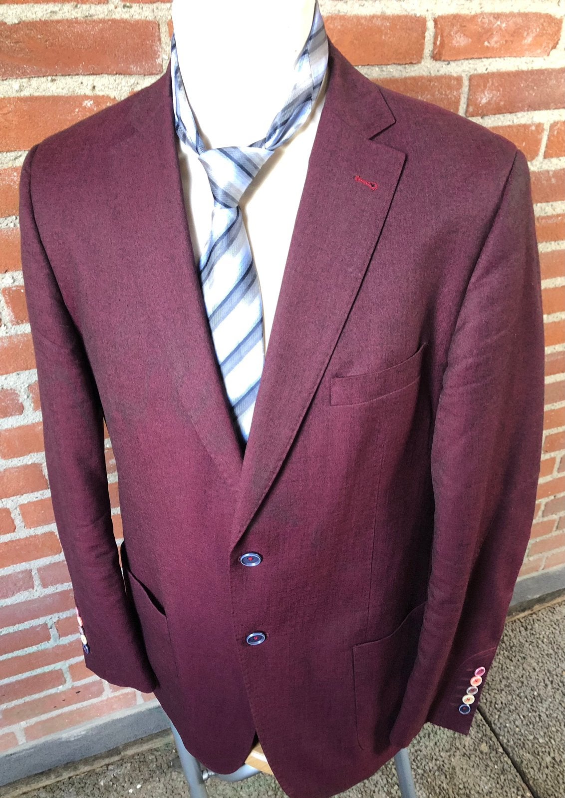 Luxe Luchtig Geweven Blazer Nils 100% Scheerwol Mt 52, Ophalen of Verzenden, Gedragen, Maat 52/54 (L), Rood