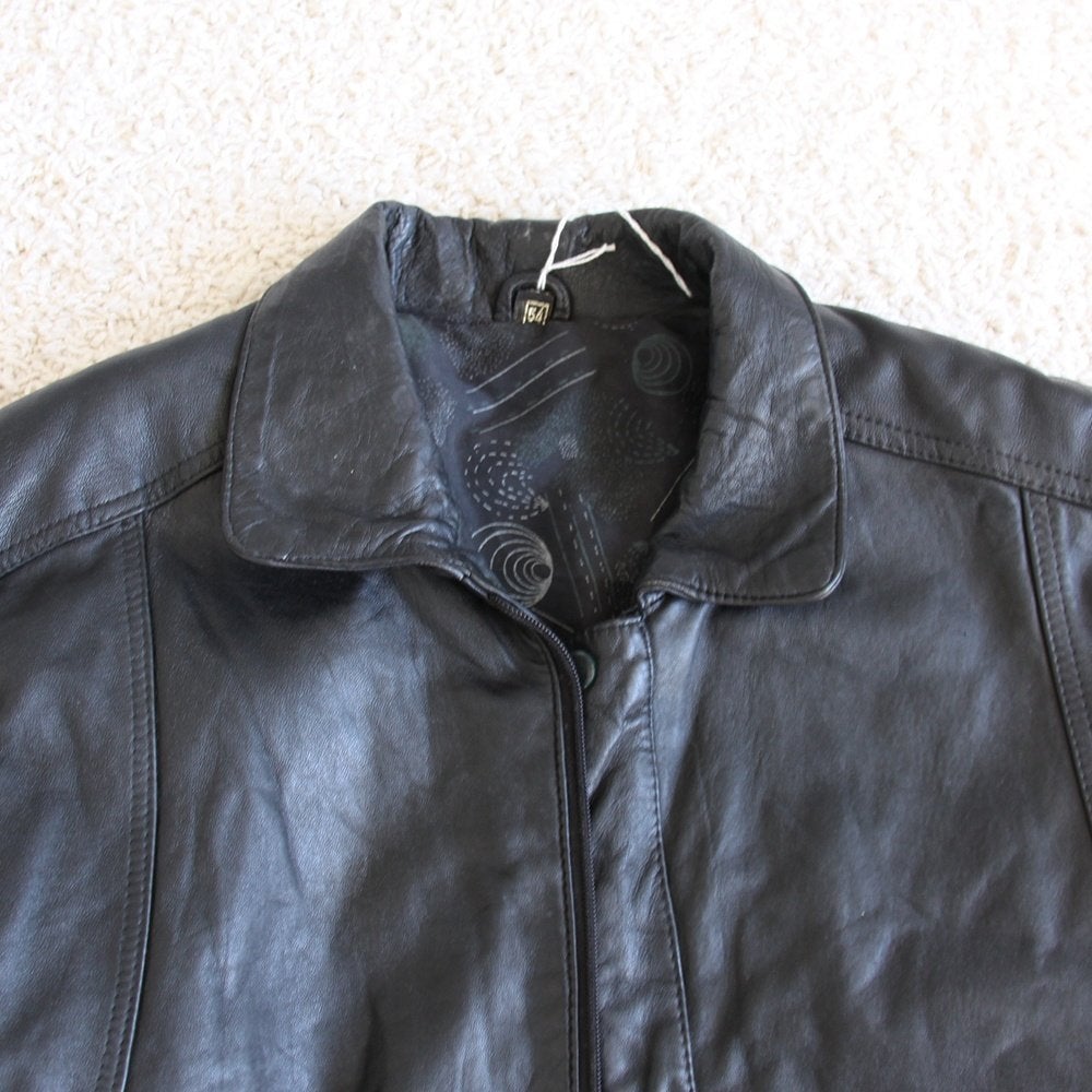 Mooie Vintage Leren Heren Jas284* (Maat 54) € 70,-, Maat 52/54 (L), Zwart, Vintage, Ophalen of Verzenden