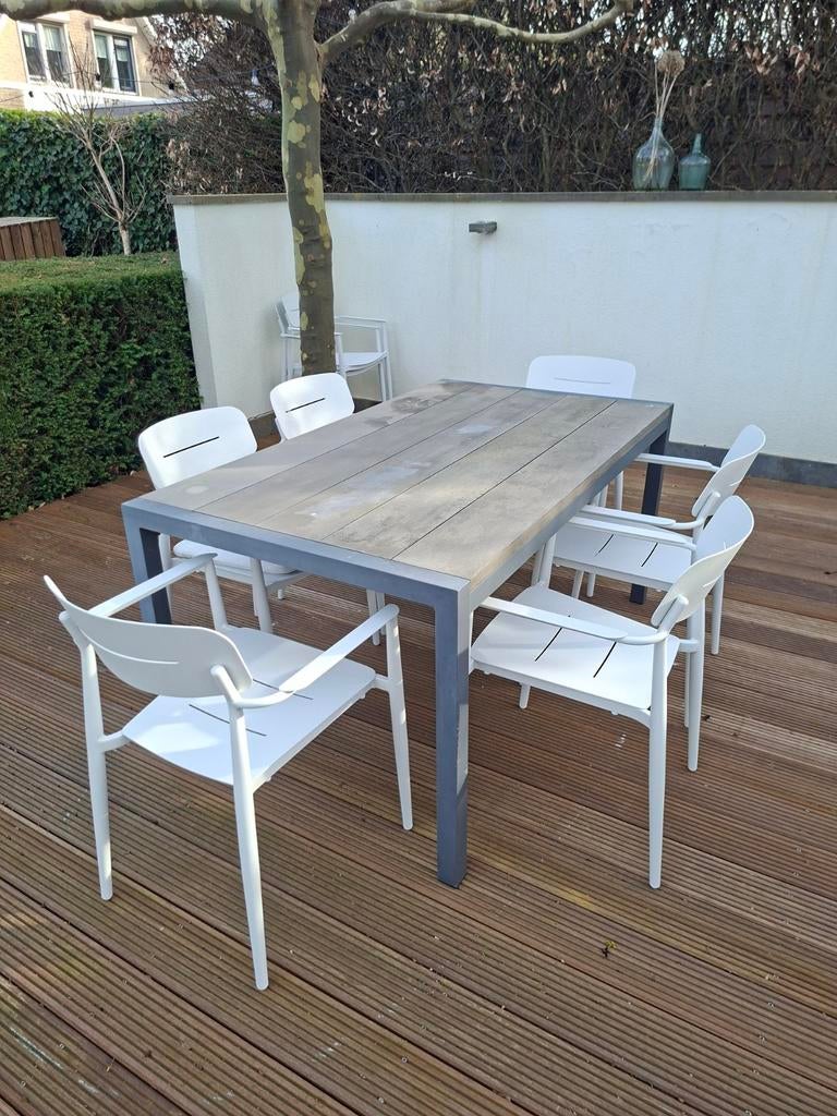 Bois Le Duc tuintafel - Gebruikt, Tuin en Terras, Tuintafels, Ophalen, Gebruikt, Rechthoekig, Metaal