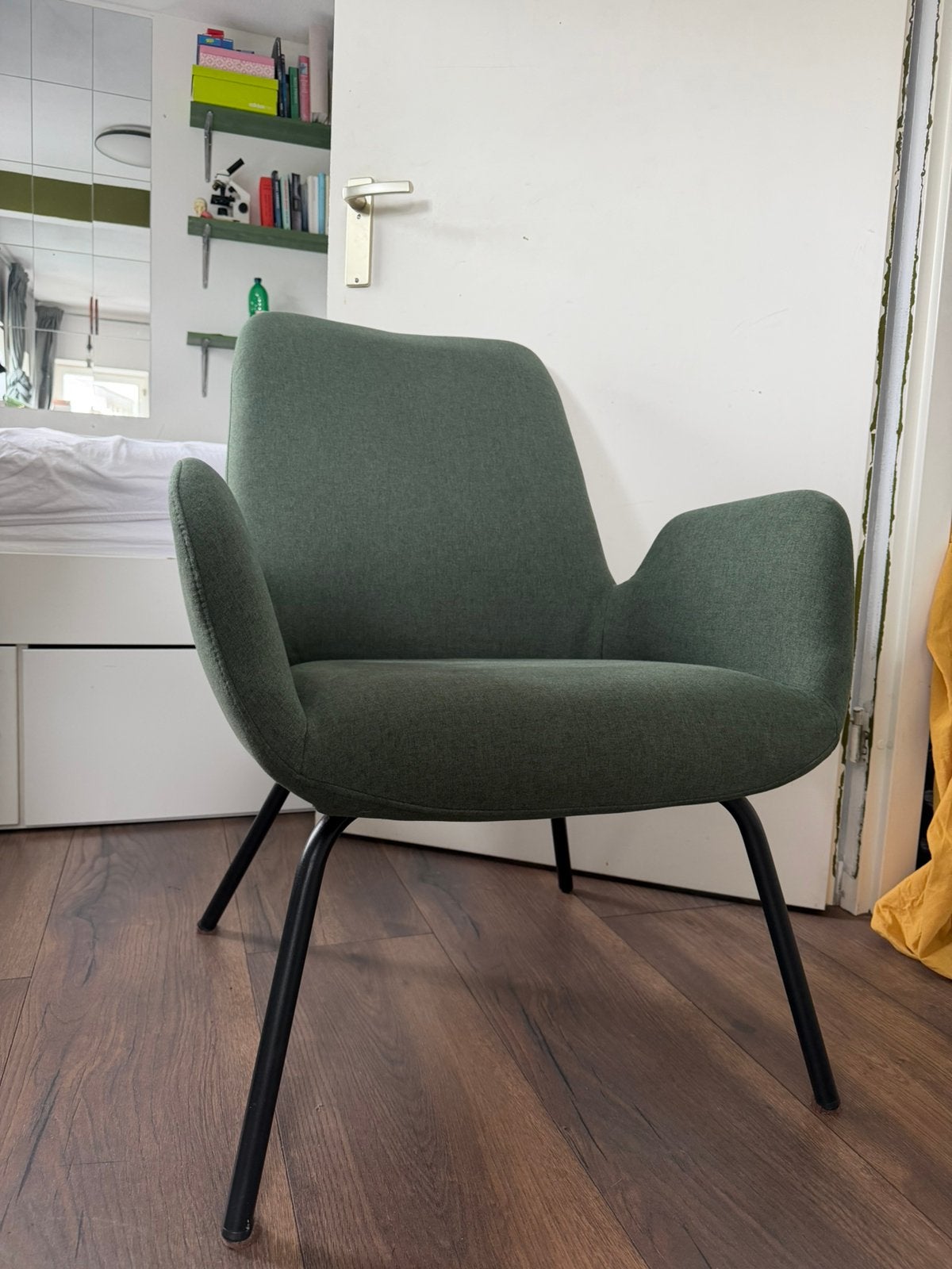 Groene zitstoel comfortabel, Huis en Inrichting, Banken | Sofa's en Chaises Longues, Ophalen, Eenpersoons, 75 tot 100 cm, Zo goed als nieuw