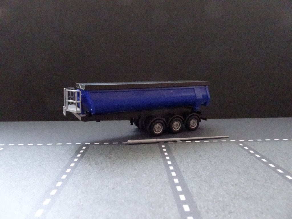 990 herpa kiep oplegger 3 as blauw 1:87 truck trein bouw, Ophalen of Verzenden, Nieuw, Bus of Vrachtwagen, Herpa