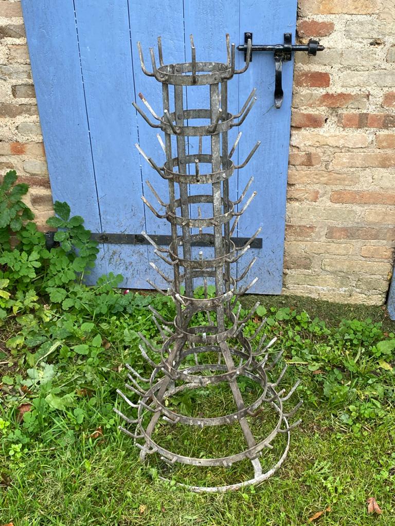 Vintage metalen flessenrek / droogrek uit Frankrijk, Antiek en Kunst, Ophalen