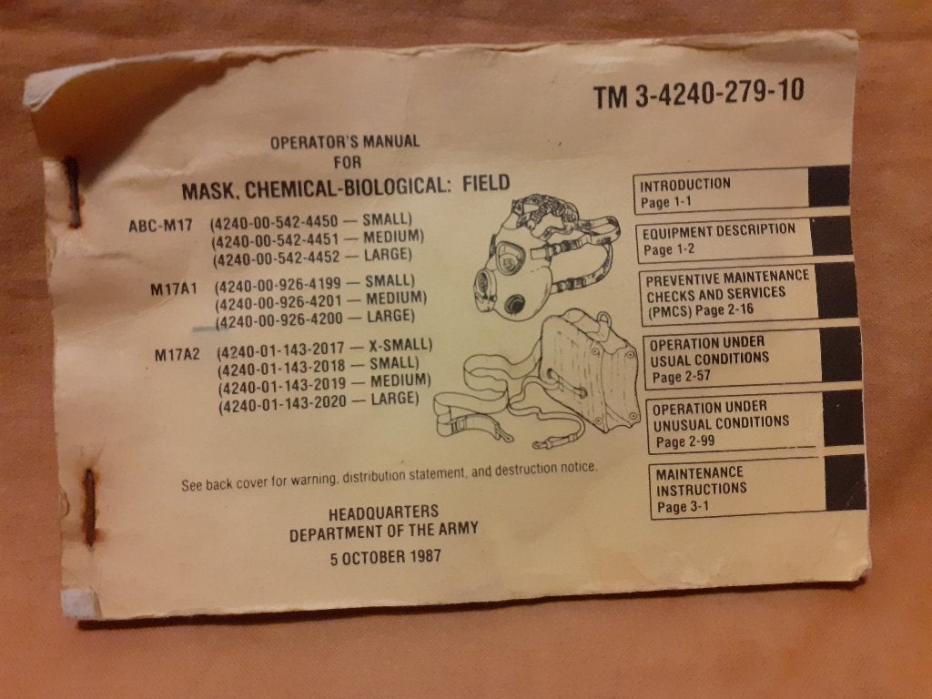 US Army handboek gasmasker M17 serie, Verzamelen, Militaria | Algemeen, Ophalen of Verzenden, Landmacht, Amerika, Overige typen