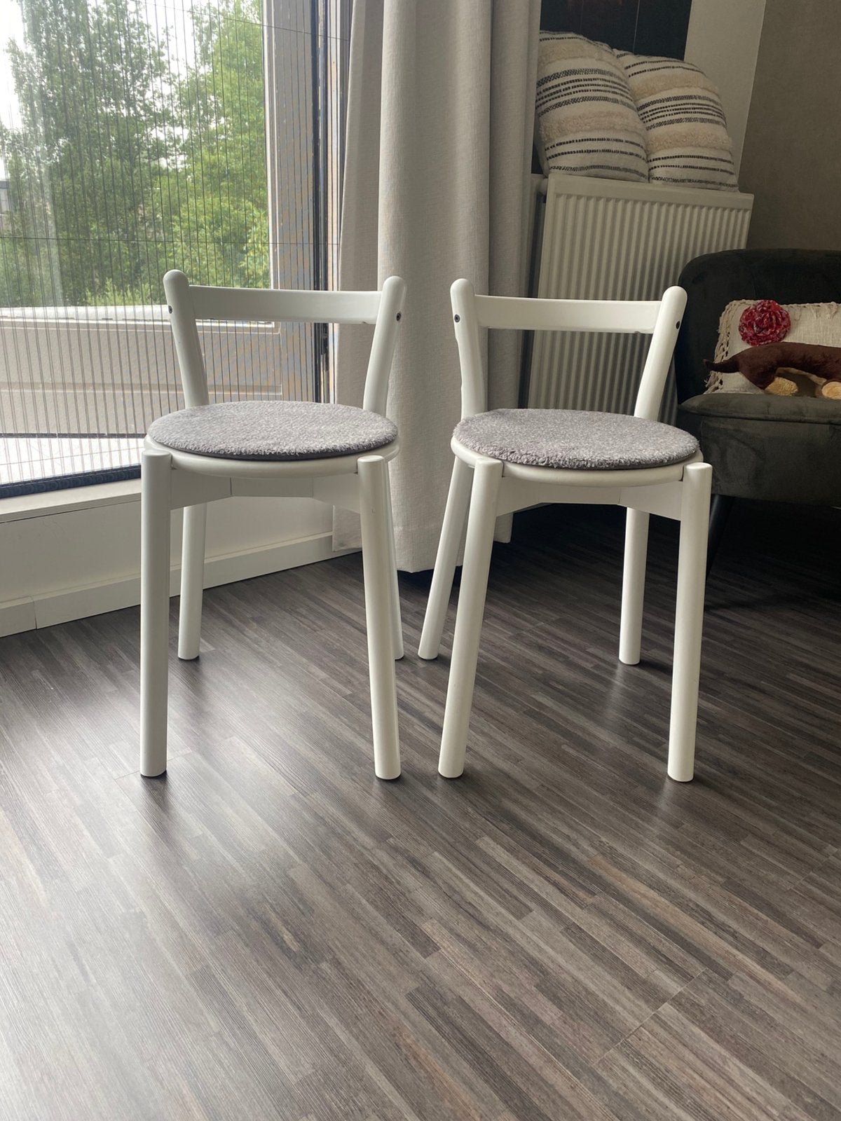 Houten krukjes kleur wit, Huis en Inrichting, Stoelen, Ophalen, Gebruikt, Twee, Wit
