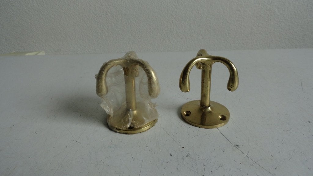Vintage messing onderbouw kapstokhaken 2x, draaibaar, Ophalen of Verzenden