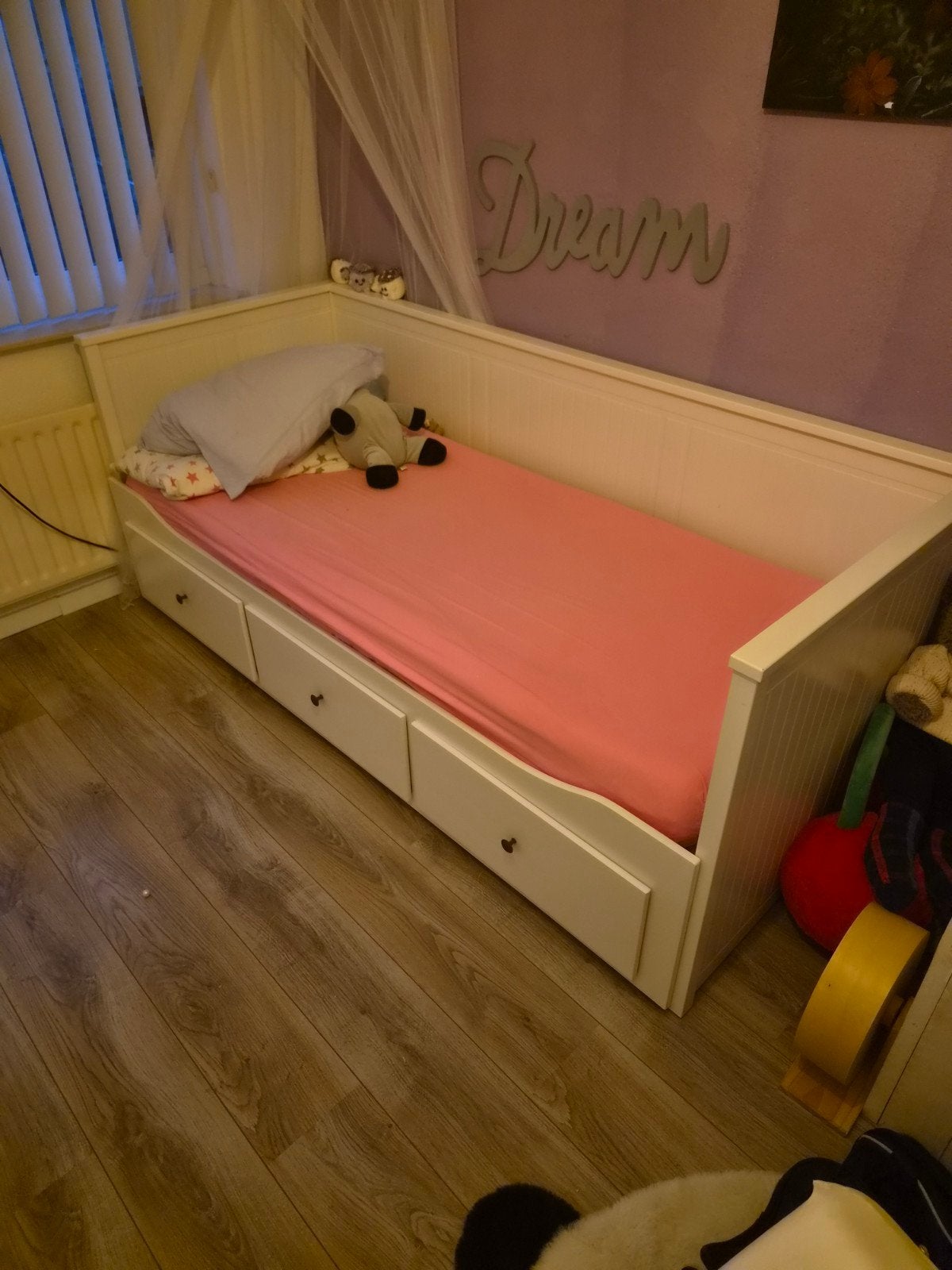 IKEA Hemnes bedbank met 2 matrassen 80x190 cm, Ophalen, Gebruikt, Wit, Tweepersoons