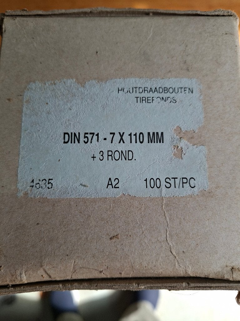 RVS houtdraadbouten, Ophalen, 100 tot 250 mm, Overige typen, Nieuw