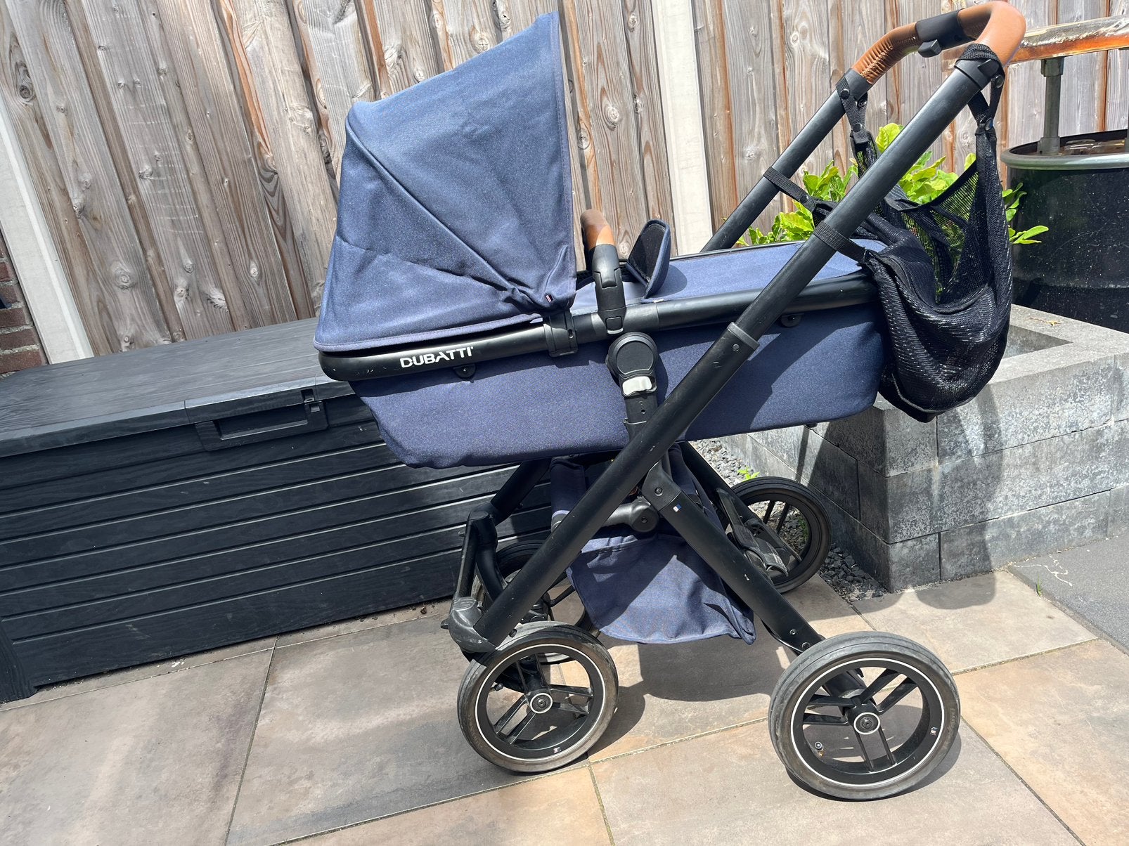 Dubatti kinderwagen donkerblauw, Gebruikt, Luchtbanden, Combiwagen, Ophalen