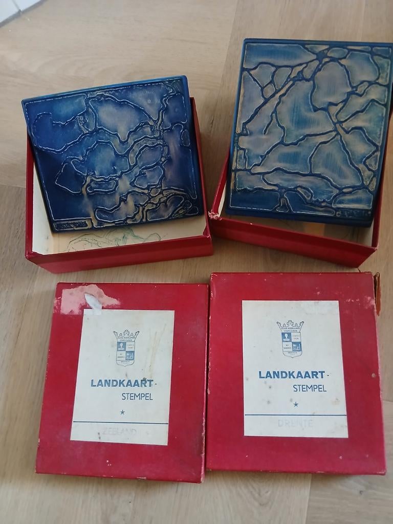 Vintage Landkaart Stempels Drente & Zeeland, Hobby en Vrije tijd, Stempelen, Gebruikt, Overige typen, Verzenden