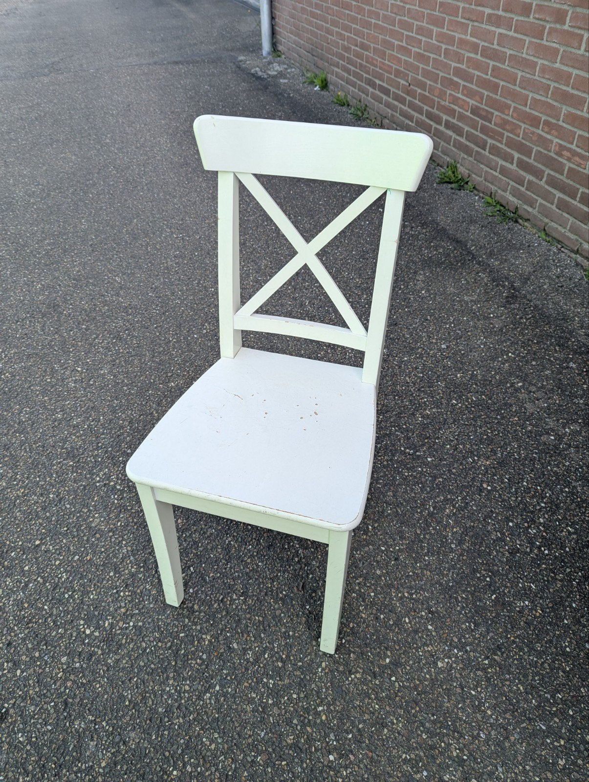 Houten eettafelstoel, Huis en Inrichting, Stoelen, Ophalen, Gebruikt, Bruin, Eén