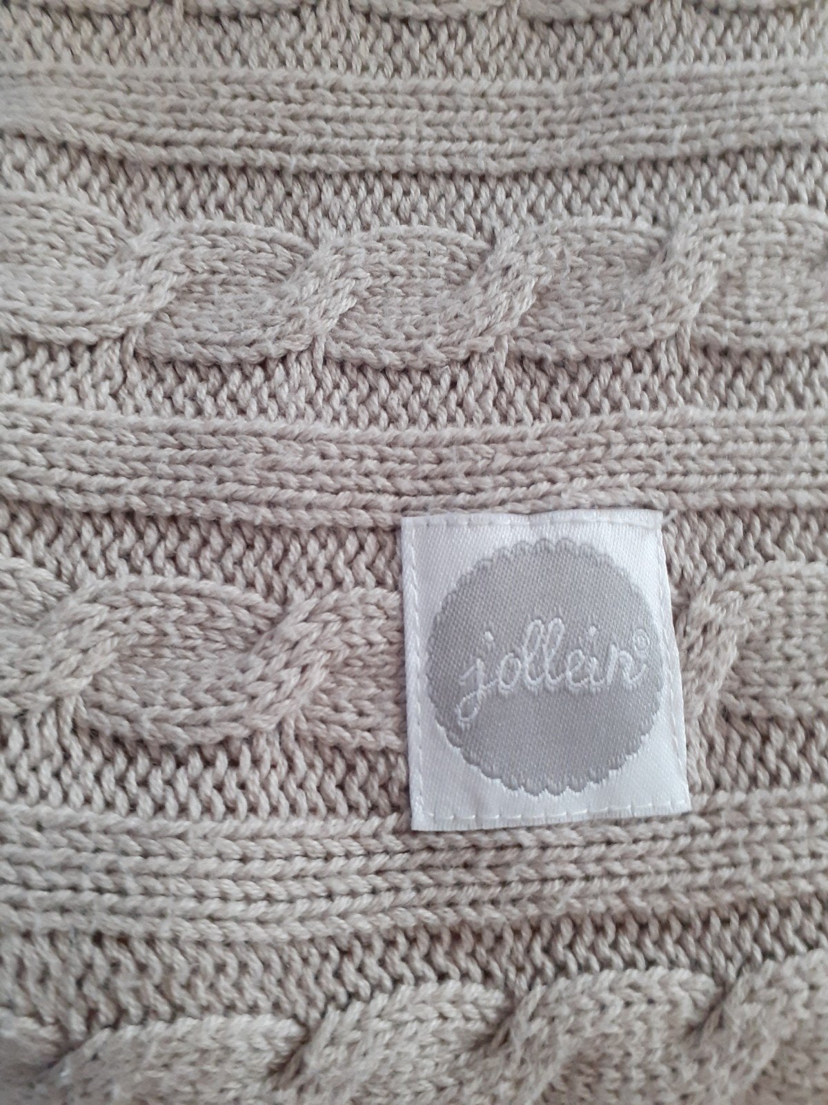 Boxkleed Jollein gebreid kabel teddy beige/bruin, Ophalen of Verzenden, Gebruikt, Rechthoekig, Boxkleed