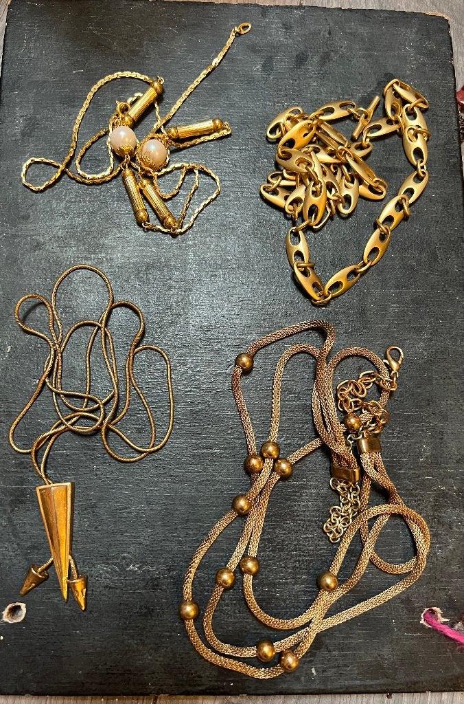 Vintage vergulde goudklr ketting schakelketting parelketting, Overige materialen, Ophalen of Verzenden, Zo goed als nieuw, Verstelbaar