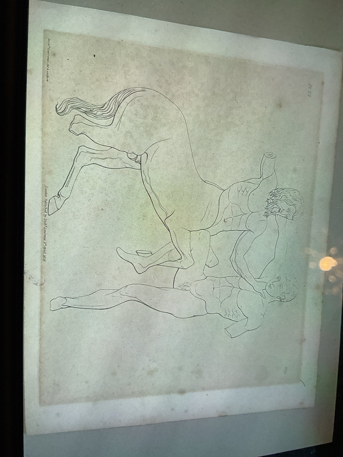 R. Lauwrance - Kopergravure Elgin Marble (1818), Antiek en Kunst, Ophalen, 1800 - 1899, Mythologie, Gravure