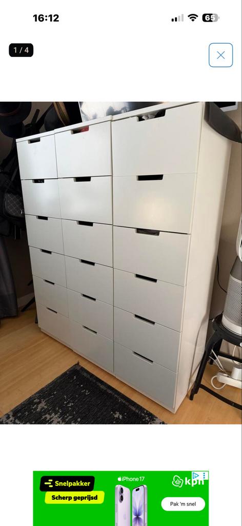 IKEA NORDLI ladekast wit, Huis en Inrichting, Ophalen, Minder dan 50 cm, Gebruikt, 3 of 4 laden