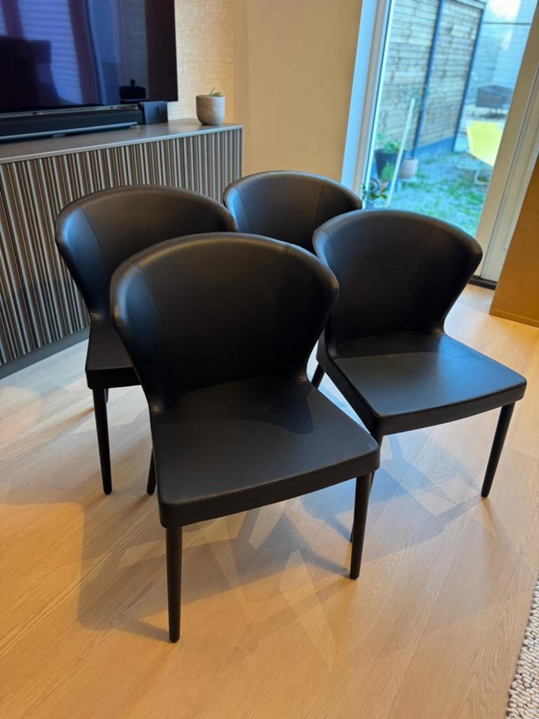 Ikea Eetkamerstoelen Leer - Zwart (4 stuks), Huis en Inrichting, Stoelen, Ophalen, Gebruikt, Zwart, Leer