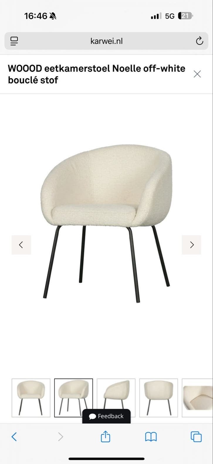 Karwei Noelle stoelen - 3 nieuw in doos, Huis en Inrichting, Ophalen, Drie, Wit, Nieuw