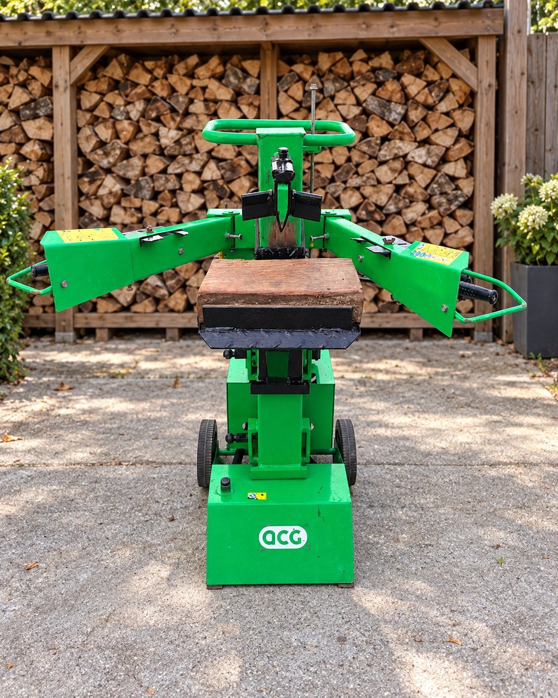 ACG 8S230 SUPER houtklover 8 ton – 230V – 105 cm klooflengte, Tuin en Terras, Kloofmachines, Ophalen, Zo goed als nieuw, Liggend