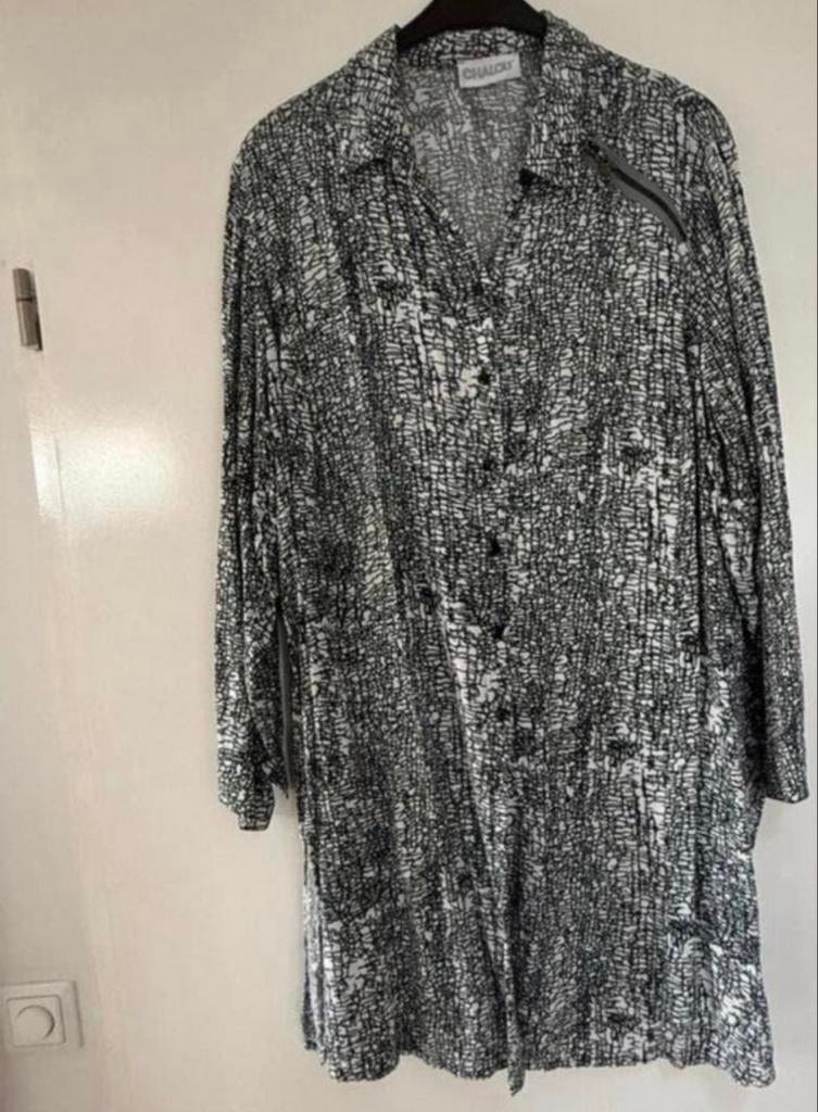 Chalou Lange Blouse/Jurk Maat 50 Donkerblauw/Wit, Blauw, Maat 46/48 (XL) of groter, Ophalen of Verzenden, Gedragen