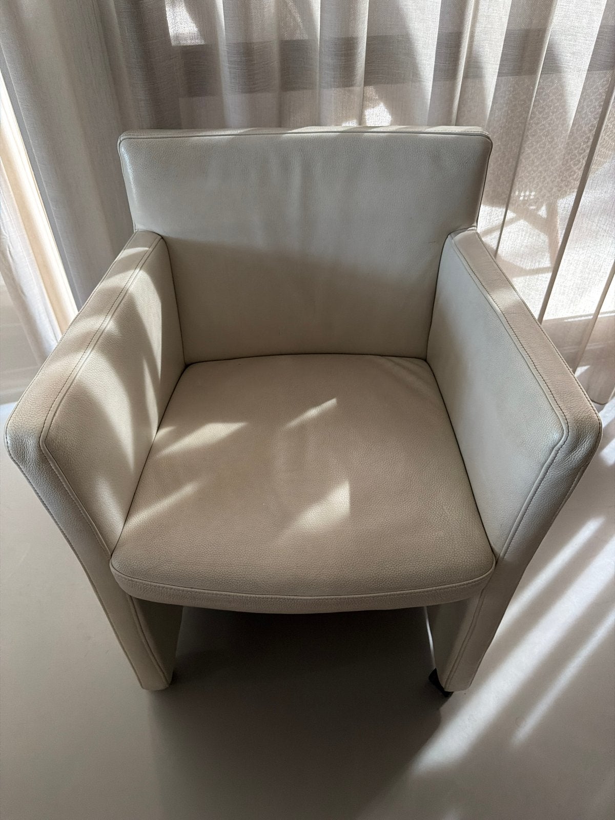 6xCrème leren (eettafel)stoel World of Comfort by W.Schillig, Huis en Inrichting, Ophalen, Gebruikt, Wit, Leer