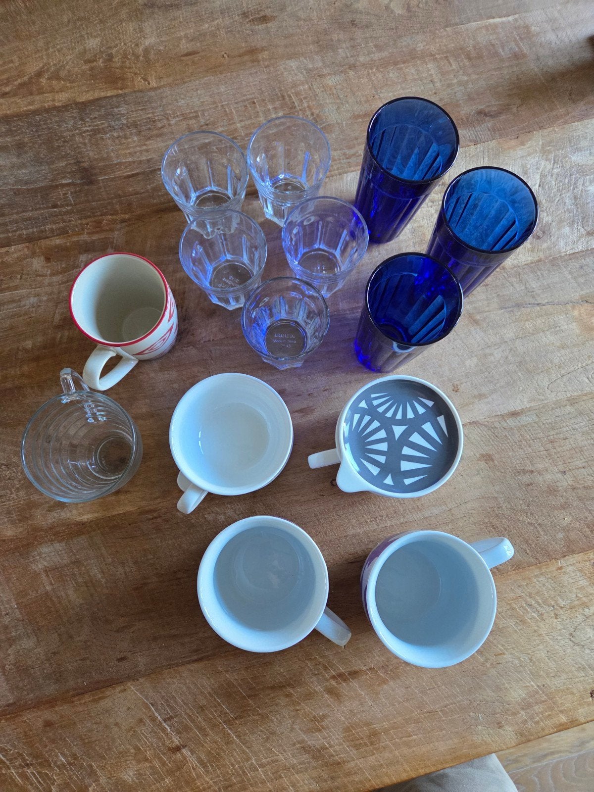 Diverse serviesonderdelen: glazen, mokken en kopjes, Huis en Inrichting, Ophalen, Glas of Glazen, Gebruikt, Glas