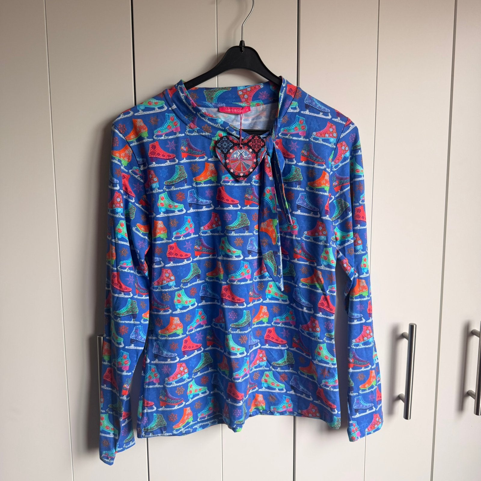 Lien & Giel shirt met SchaatsPrint XL, Ophalen of Verzenden, Zo goed als nieuw, Maat 46/48 (XL) of groter