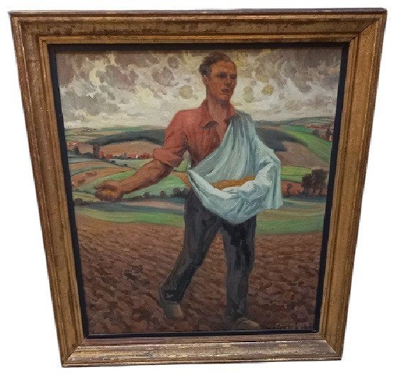 Frans Nackaerts (1884-1948) De Zaaier., Antiek en Kunst, Ophalen, Doek, Portret of Personen, Gesigneerd