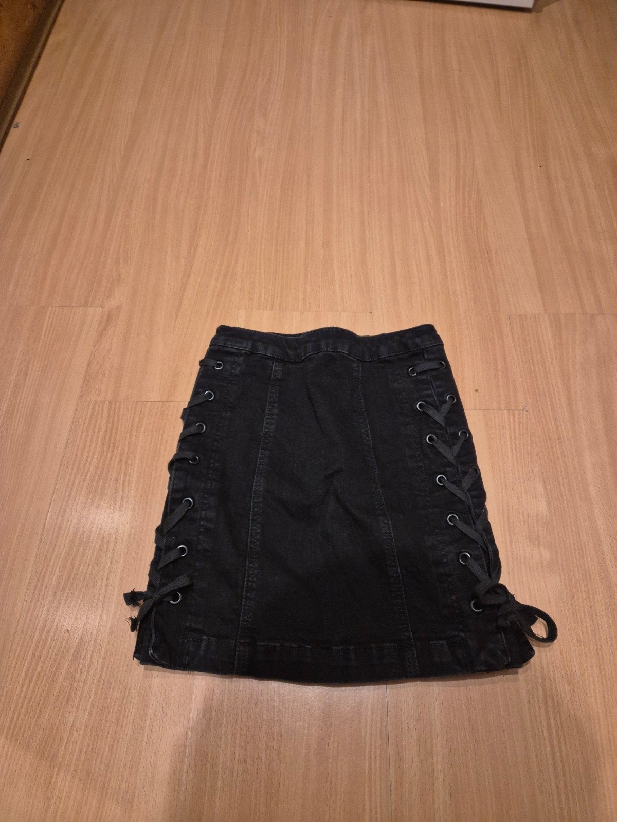 Seven Sisters Zwarte Denim Minirok met Sierveters Maat S, Kleding | Dames, Ophalen of Verzenden
