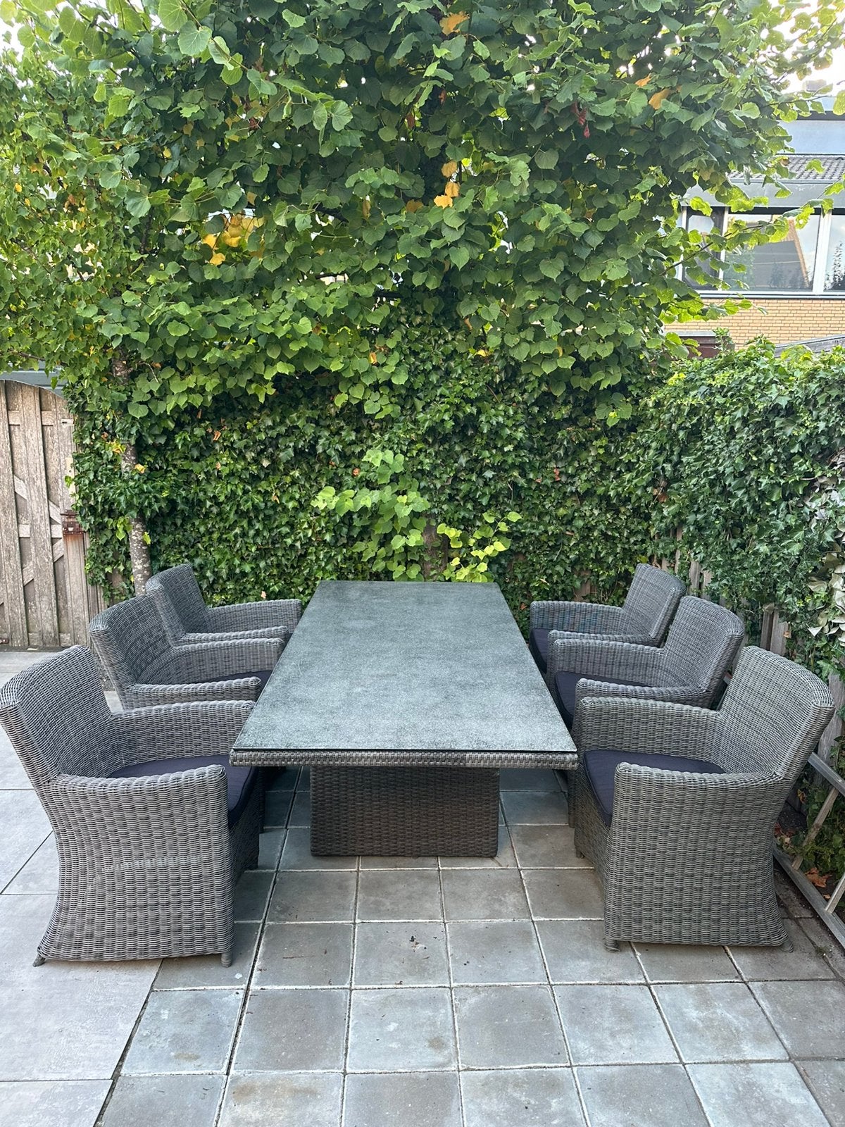 Prachtige grote tuinset met 6 stoelen- bezorgen mogelijk, Ophalen, Zo goed als nieuw