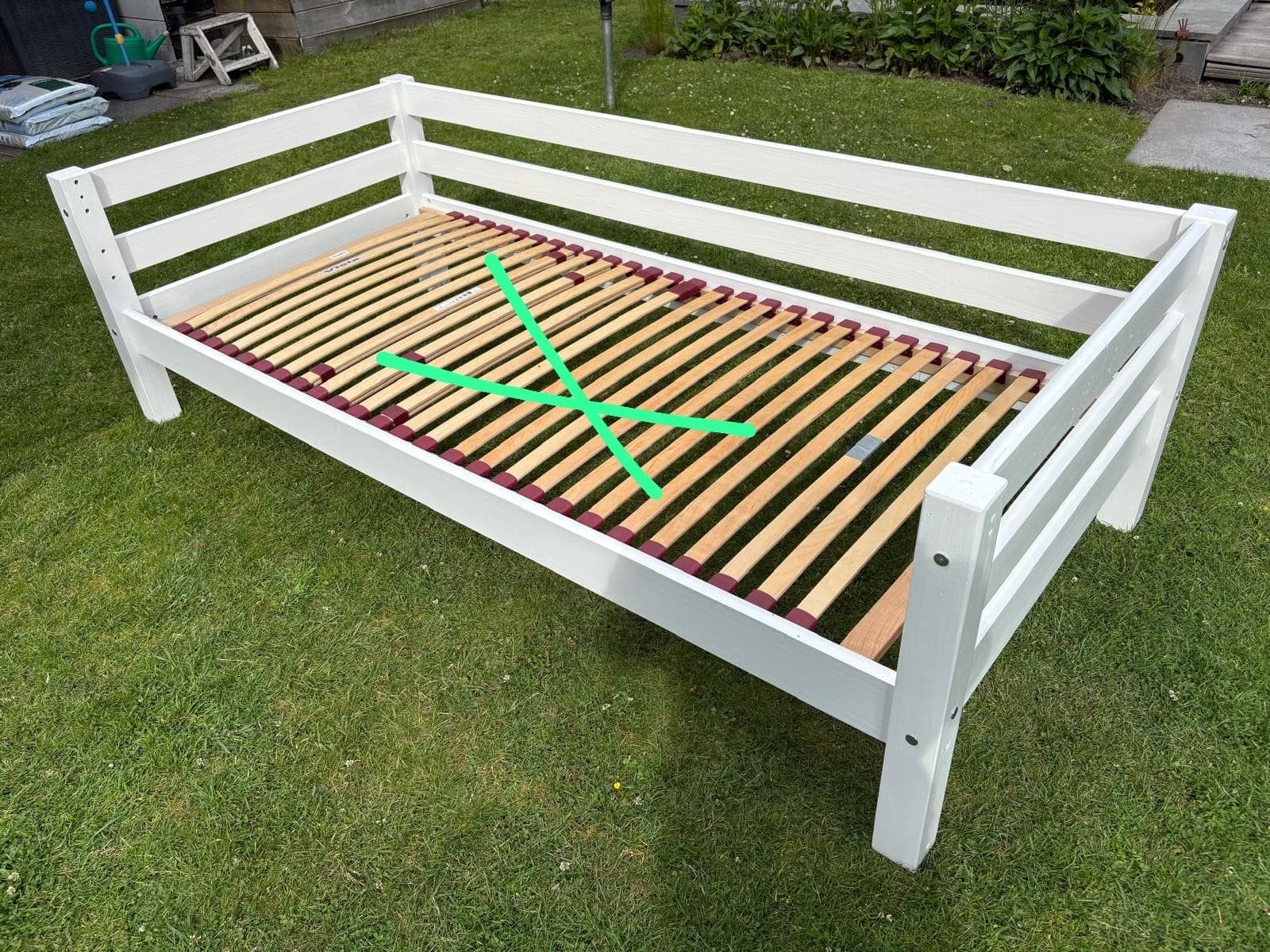 Wit stevig eenpersoonsbed (type Jip), excl. lattenbodem, Ophalen, Gebruikt, 90 cm, Eenpersoons