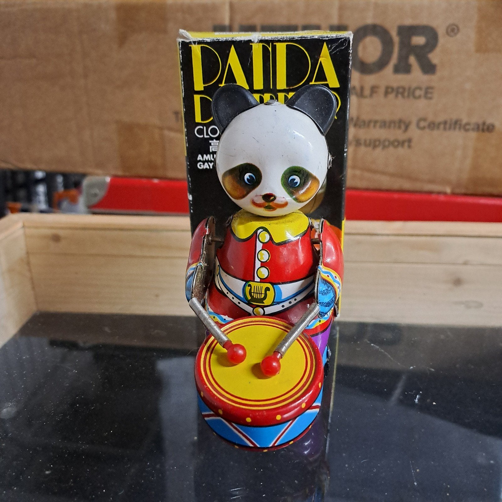 chinees blikken speelgoed panda drummer, Antiek en Kunst, Ophalen of Verzenden
