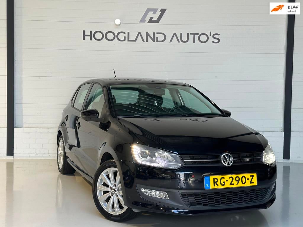 Volkswagen Polo 1.2 TSI Highline 2011 Zwart Xenon Stoelver, Euro 5, Stof, Zwart, Zwart