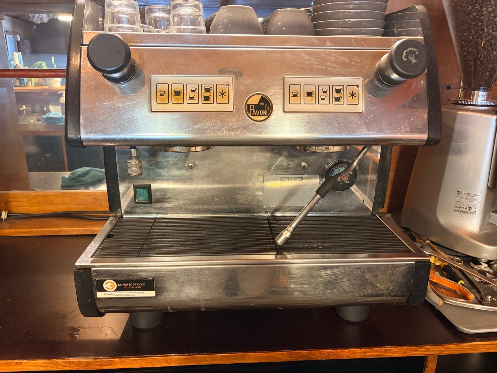 Professionele La Pavoni espressomachine, Gebruikt, Espresso apparaat, 10 kopjes of meer, Gemalen koffie