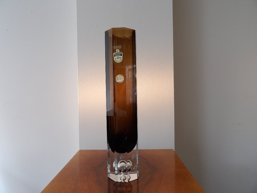 Puntgave Sixties Design Vaas Scherer Germany Kristal Fumee