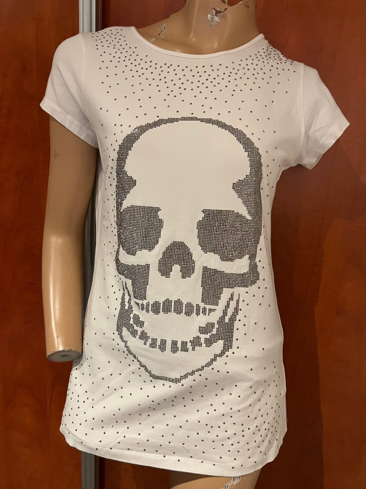 PHILIPP PLEIN shirt met strass maat L origineel zgan, G, Wit, G, Zo goed als nieuw