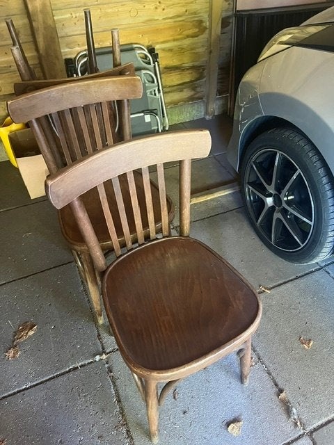 4 cafestoelen, Ophalen, Gebruikt, Bruin, Vier