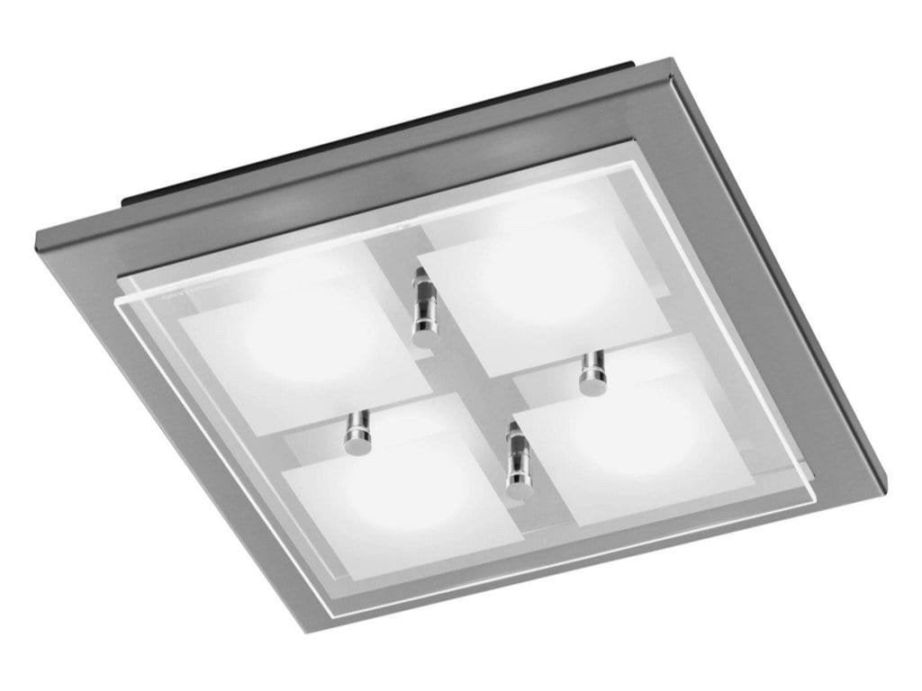 Grossmann plafondlamp geborsteld RVS met glas LED, 6 cm, LED, Ophalen of Verzenden, Plafondlamp