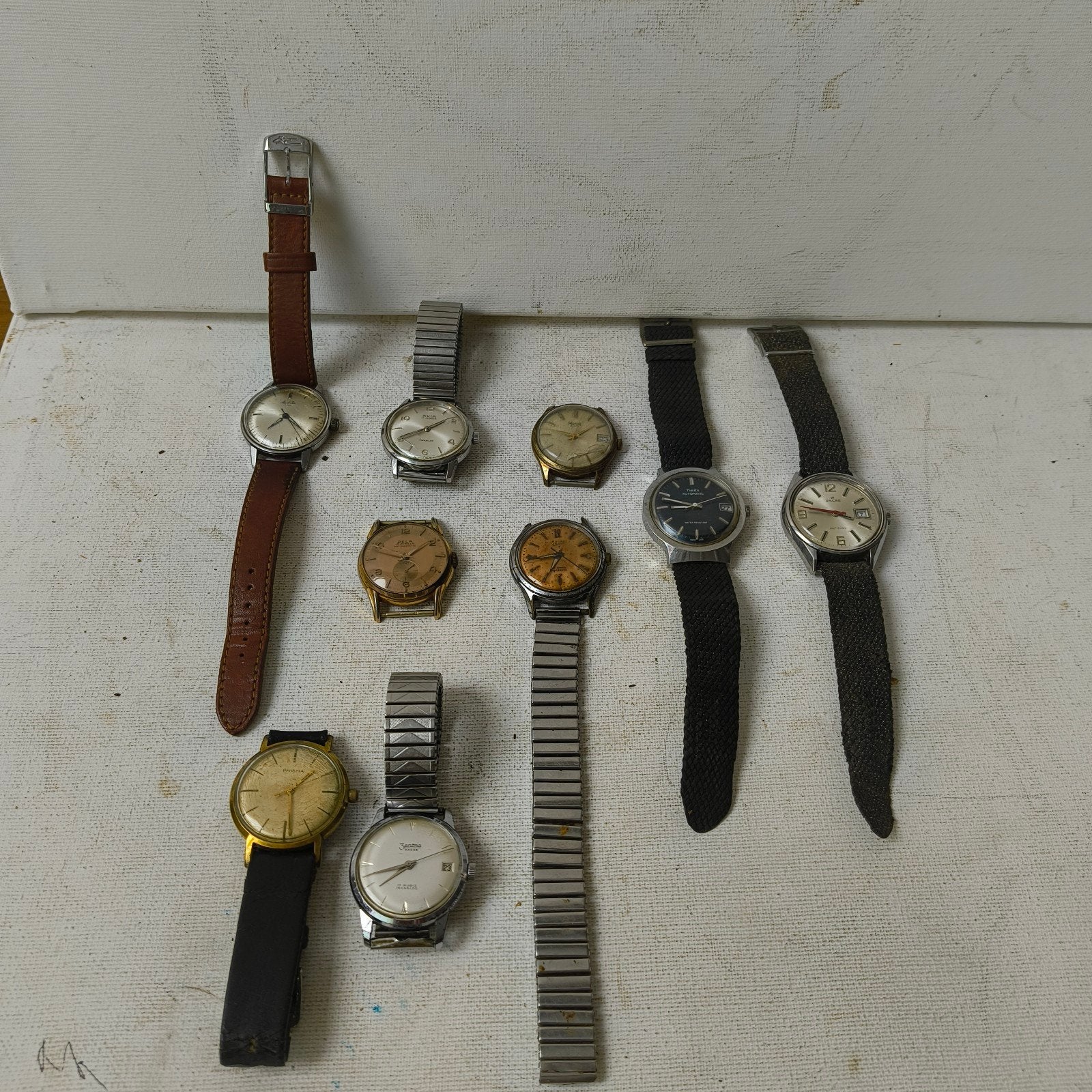 Lot 9 Antieke (Automatic) Horloges, Ophalen of Verzenden, Staal, Overige merken, 1960 of later