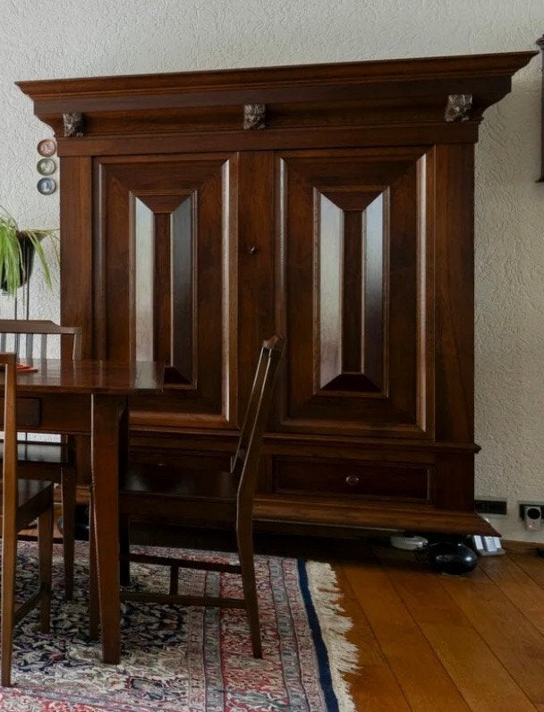 Mooie Eikenhouten servieskast type Mechelse kast, Ophalen, Gebruikt, Met lade(s), 150 tot 200 cm