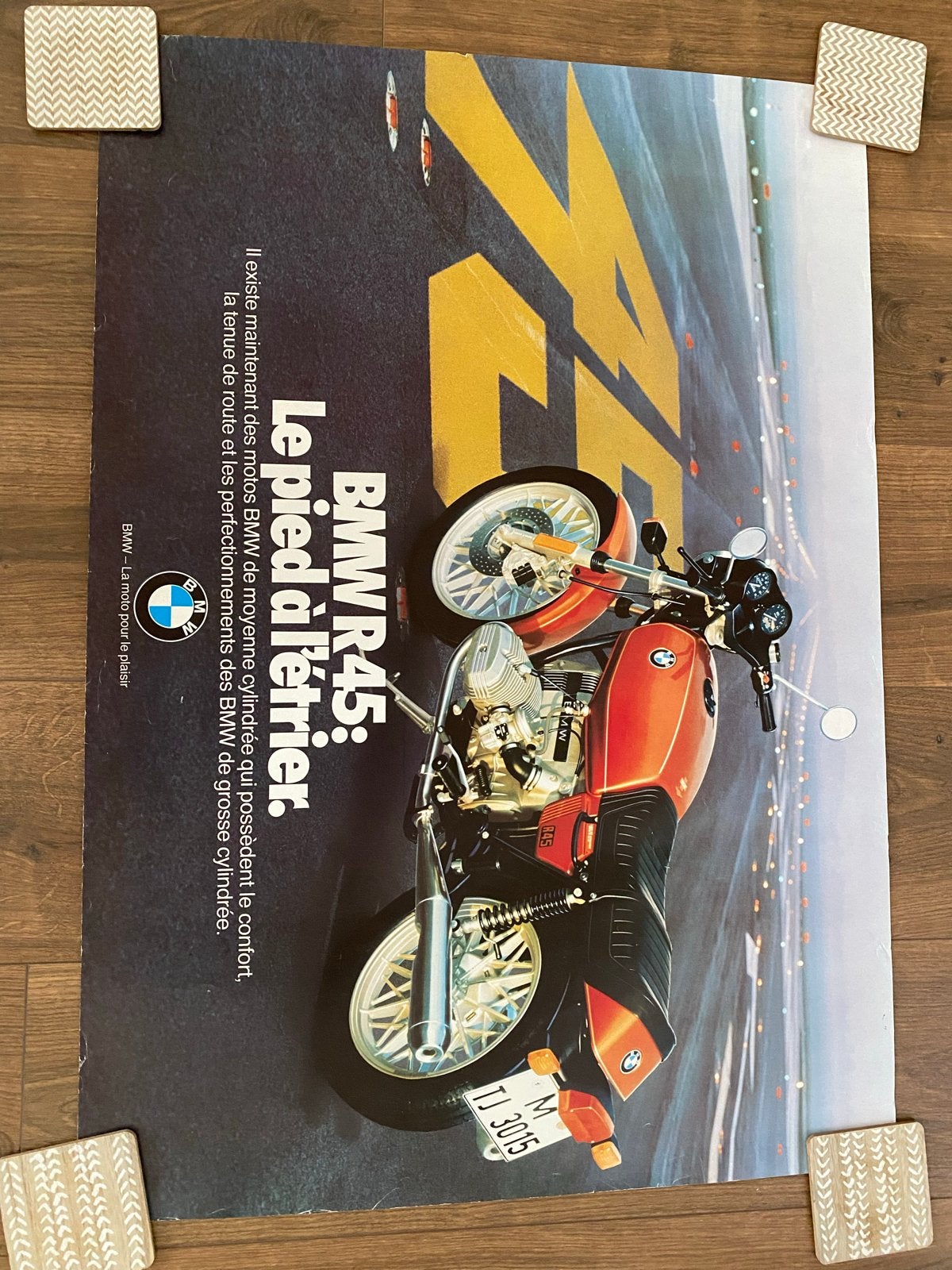 BMW R45 (R65) motorfiets Poster A1 - Franstalig, Verzenden, Rechthoekig Liggend, Zo goed als nieuw, A1 t/m A3