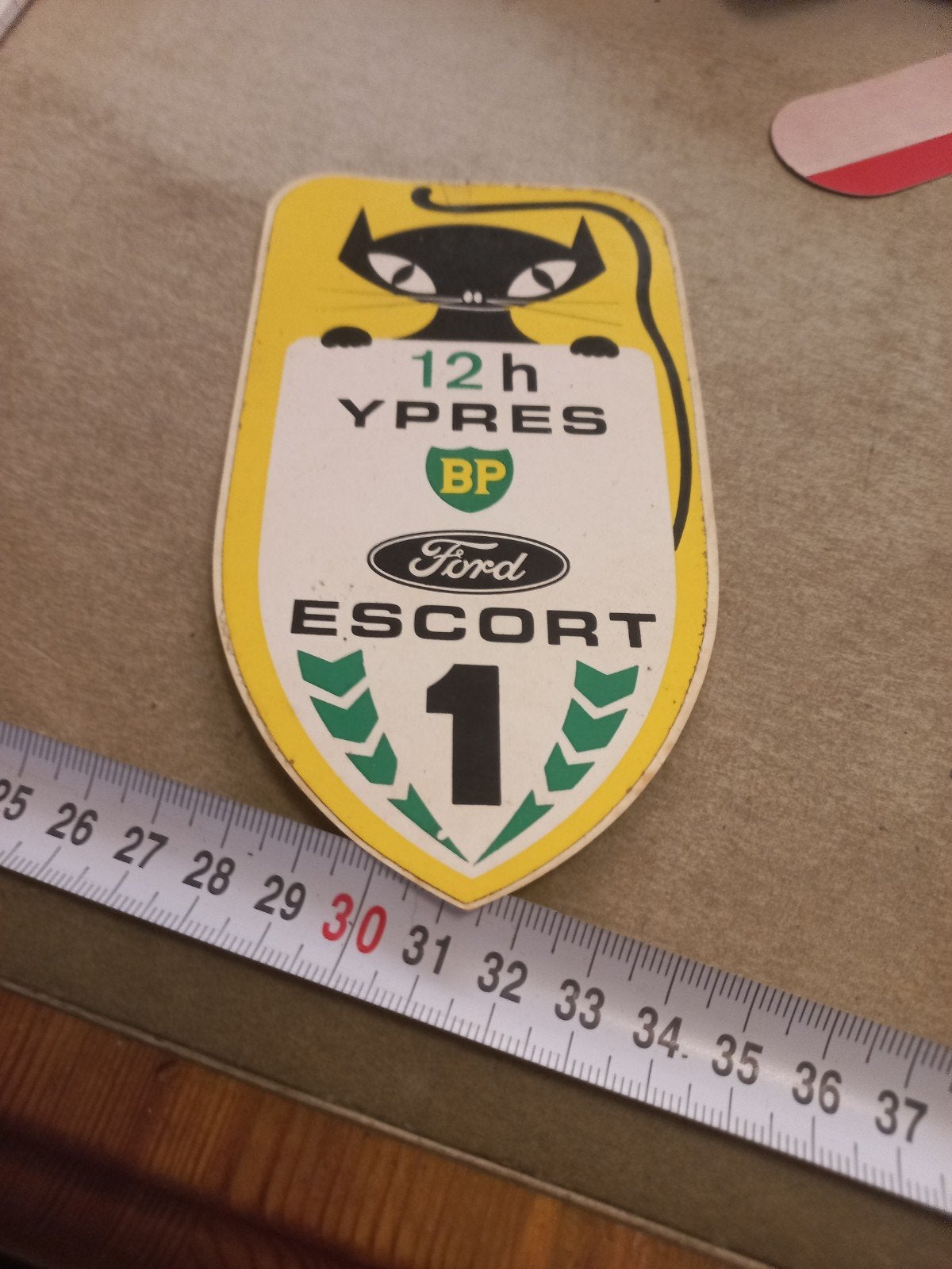 Vintage Ford Escort 12h Ypres BP Rally Sticker, Ophalen of Verzenden, Gebruikt