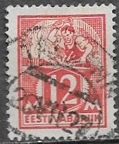 ESTLAND 12 M zegel Smid bij aambeeld 1925, Ophalen of Verzenden, Overige landen, Gestempeld