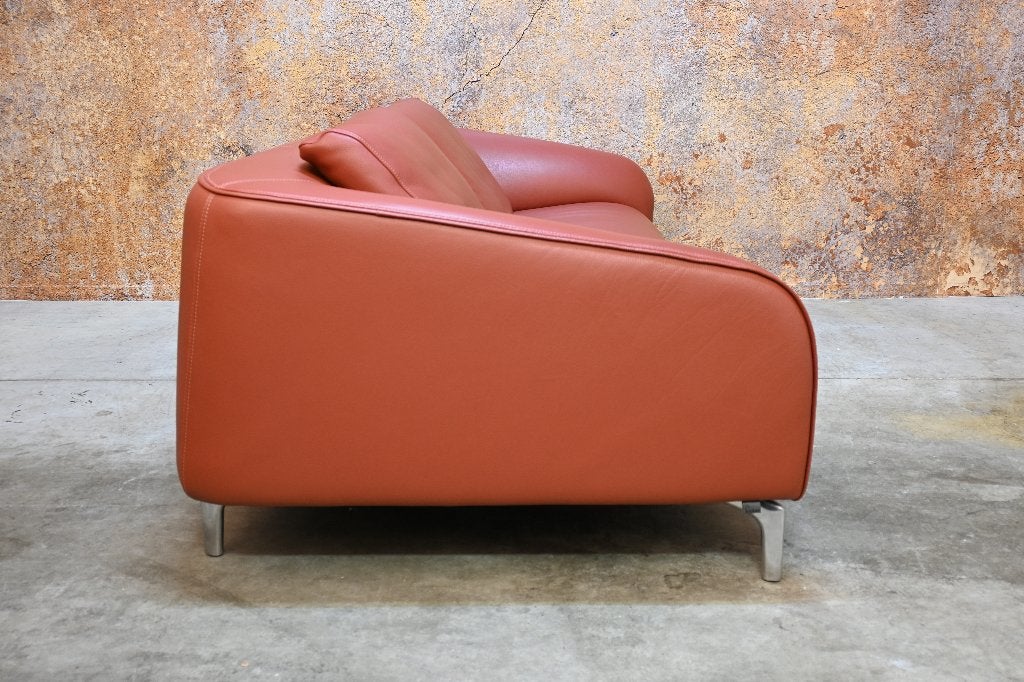 ZGANieuw! fraaie leren Leolux Elias design bank, Leolux, Leolux, Driepersoons, 75 tot 100 cm