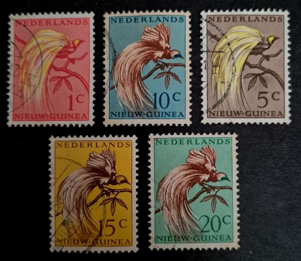 NVPH 25-29 Paradijsvogels Ned. Guinea., Ophalen of Verzenden, Gestempeld, Nieuw-Guinea